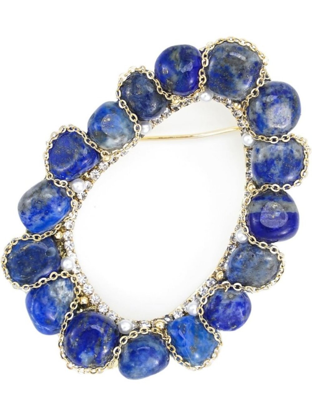 Handcrafted Lapis Lazuli & Turquoise Brooch | Natural Stone Lapel Pin | Luxury